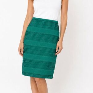 Made in Italy Green Pencil Skirt Confezioni Elena EU 50 Stretch Knit Midi Skirt